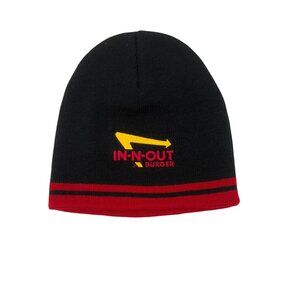 In N Out Burger Embroidered Black Red Knit Winter Beanie Hat Cap Adult Onesize